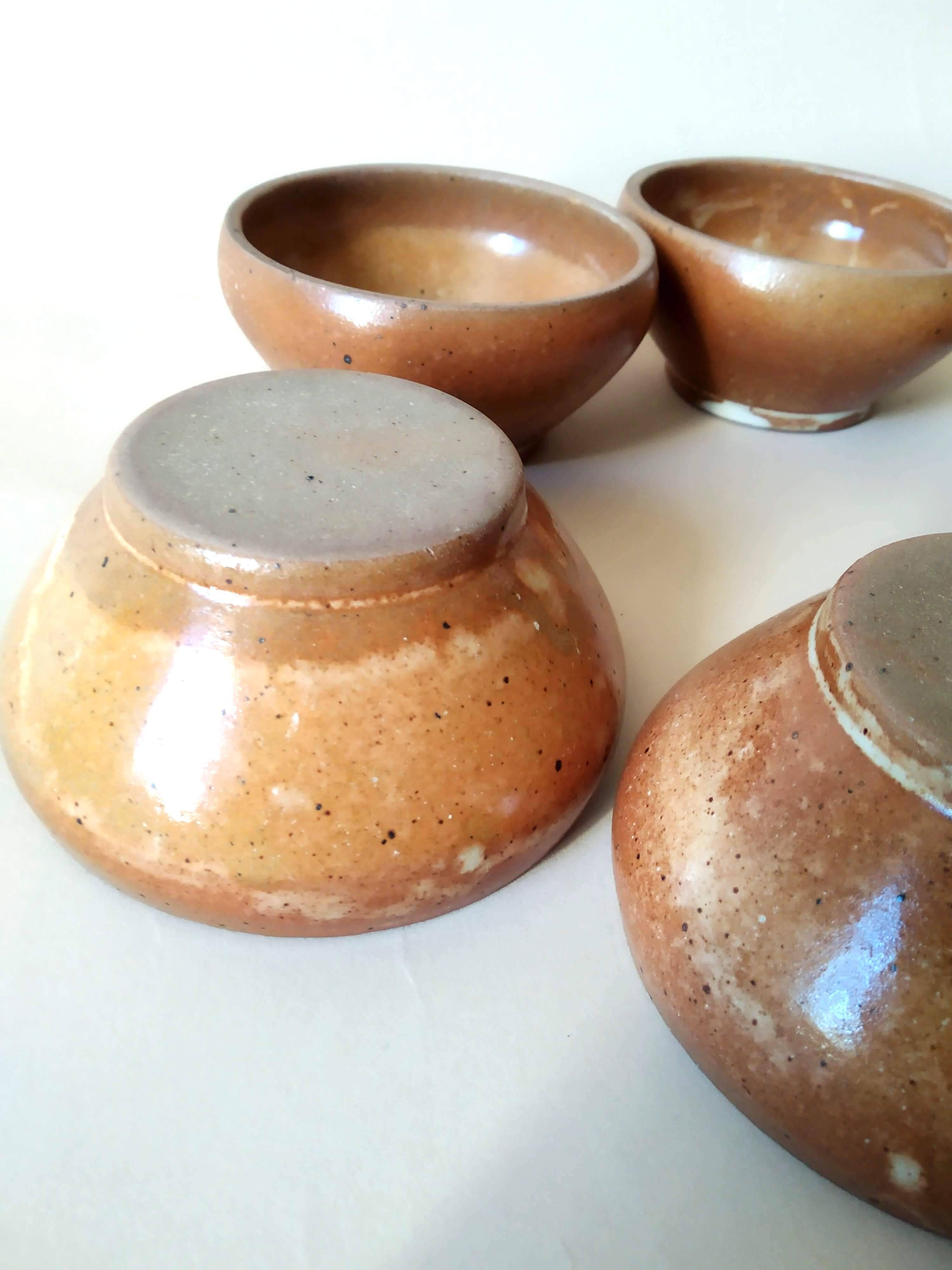 Lot de 6 bols en grès fabrication artisanale années 70 vintage