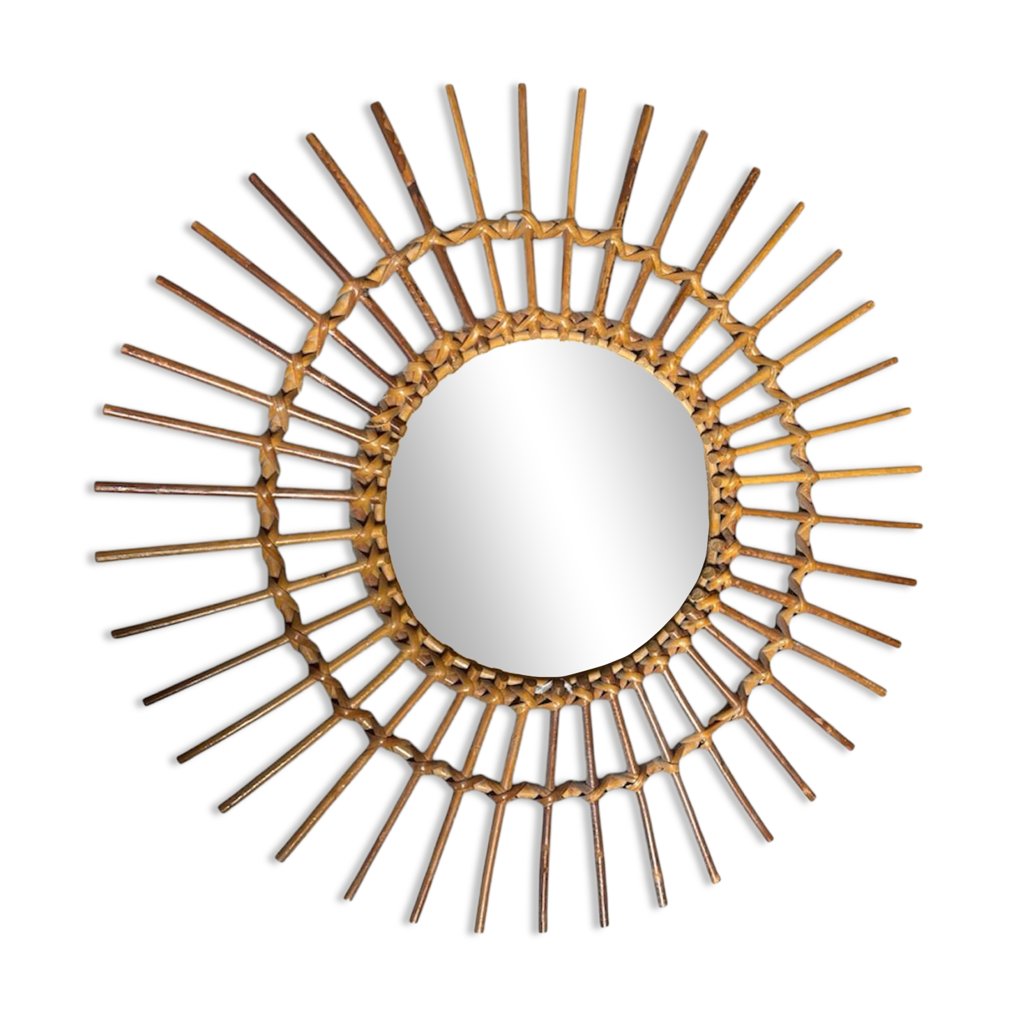Rattan and wicker sun mirror