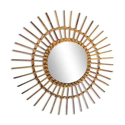 Miroir soleil en rotin et osier