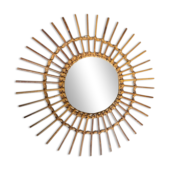 Rattan and wicker sun mirror