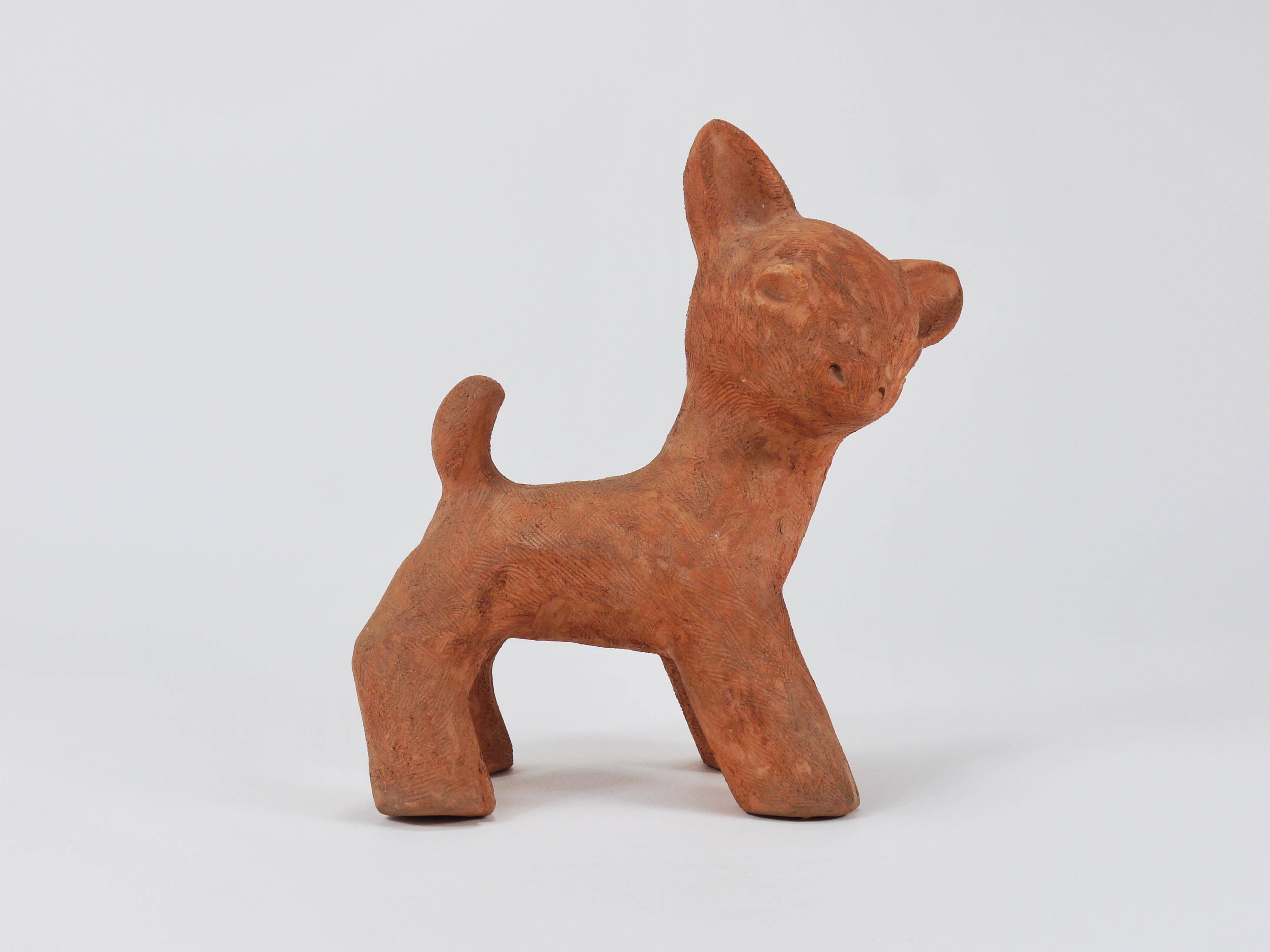 Walter Bosse Large Ceramic Sculpture of Baby Deer, Austria, 1920s