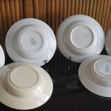 6 old plates mismatched geometric patterns Moulin des Loups, St Amand