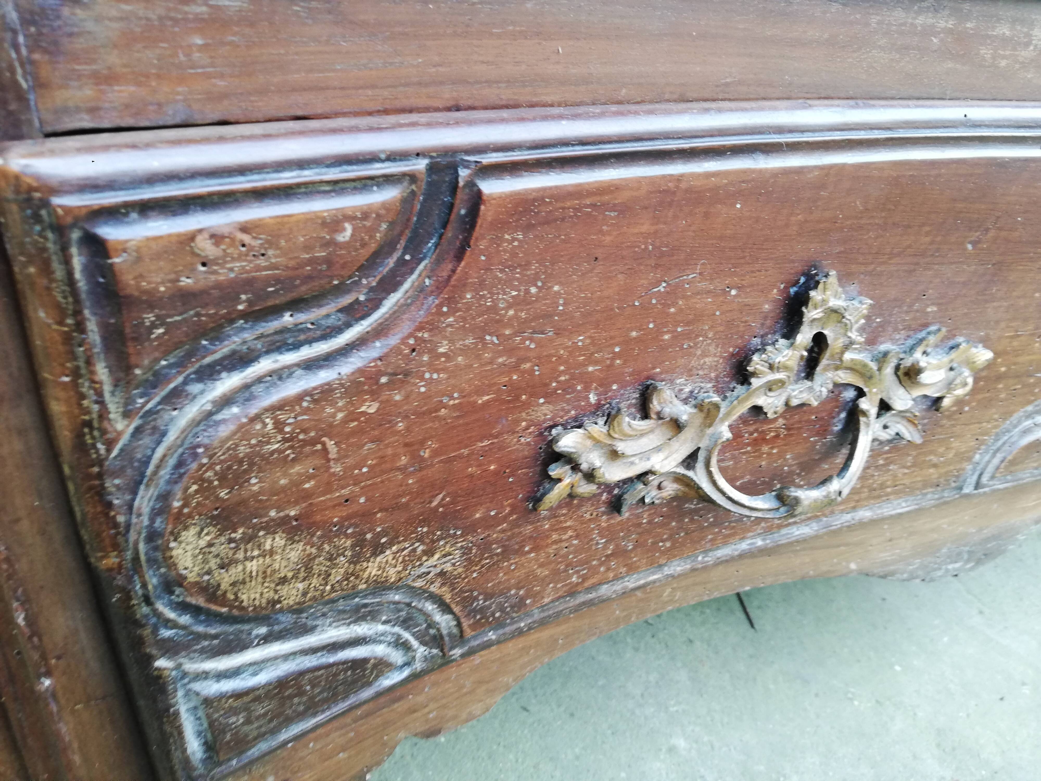 Louis XVI style curved chest of drawers, wooden structure and marble top