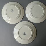 3 ironstone plates Badonviller France, flowers, butterflies