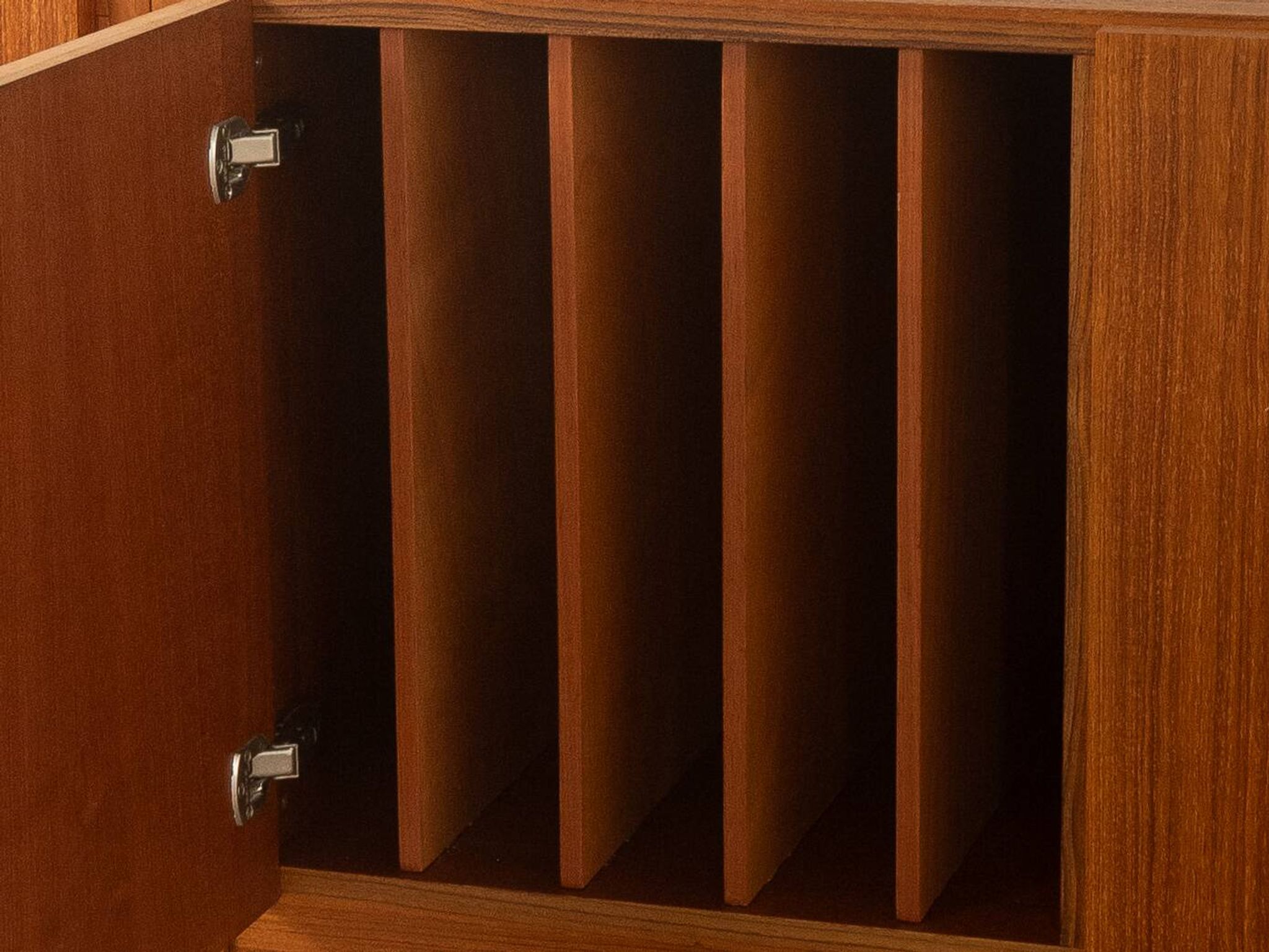 Two-piece hi-fi sideboard from the 1960s, teak veneer