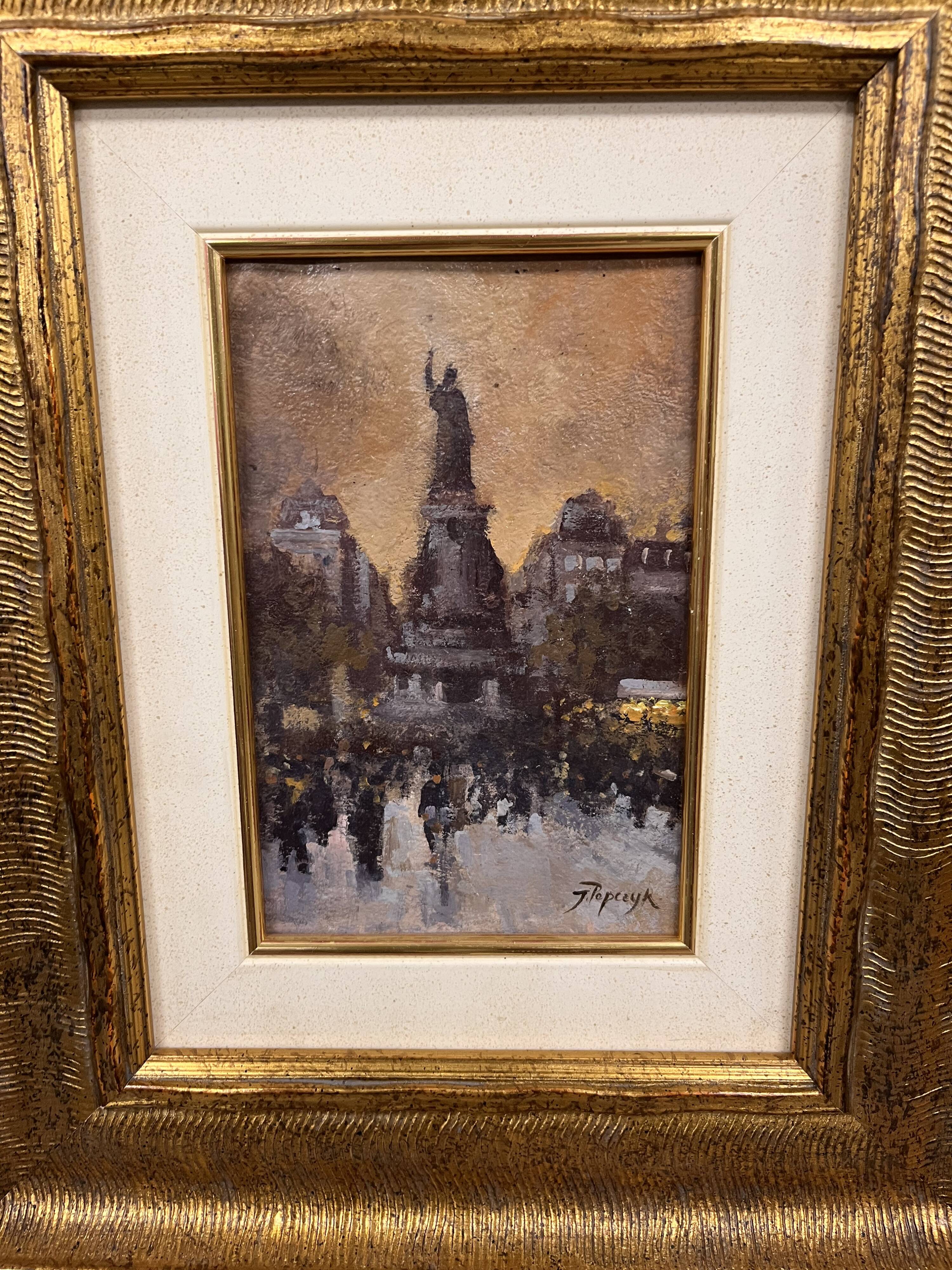 Painting of the Place de la République in Paris by Jozef Popczyk (1890-1971)