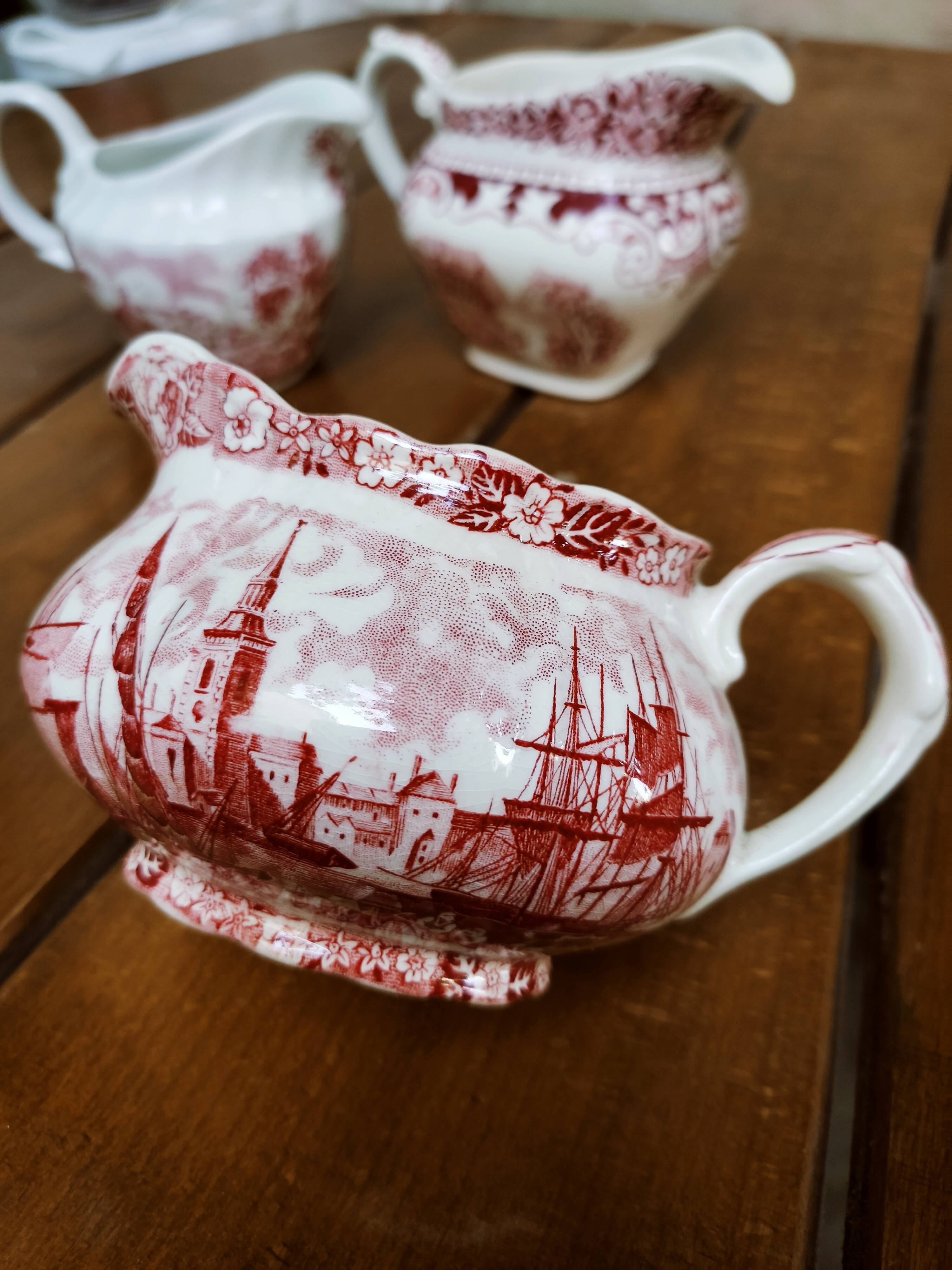 Collection of 3 milk jars in faience