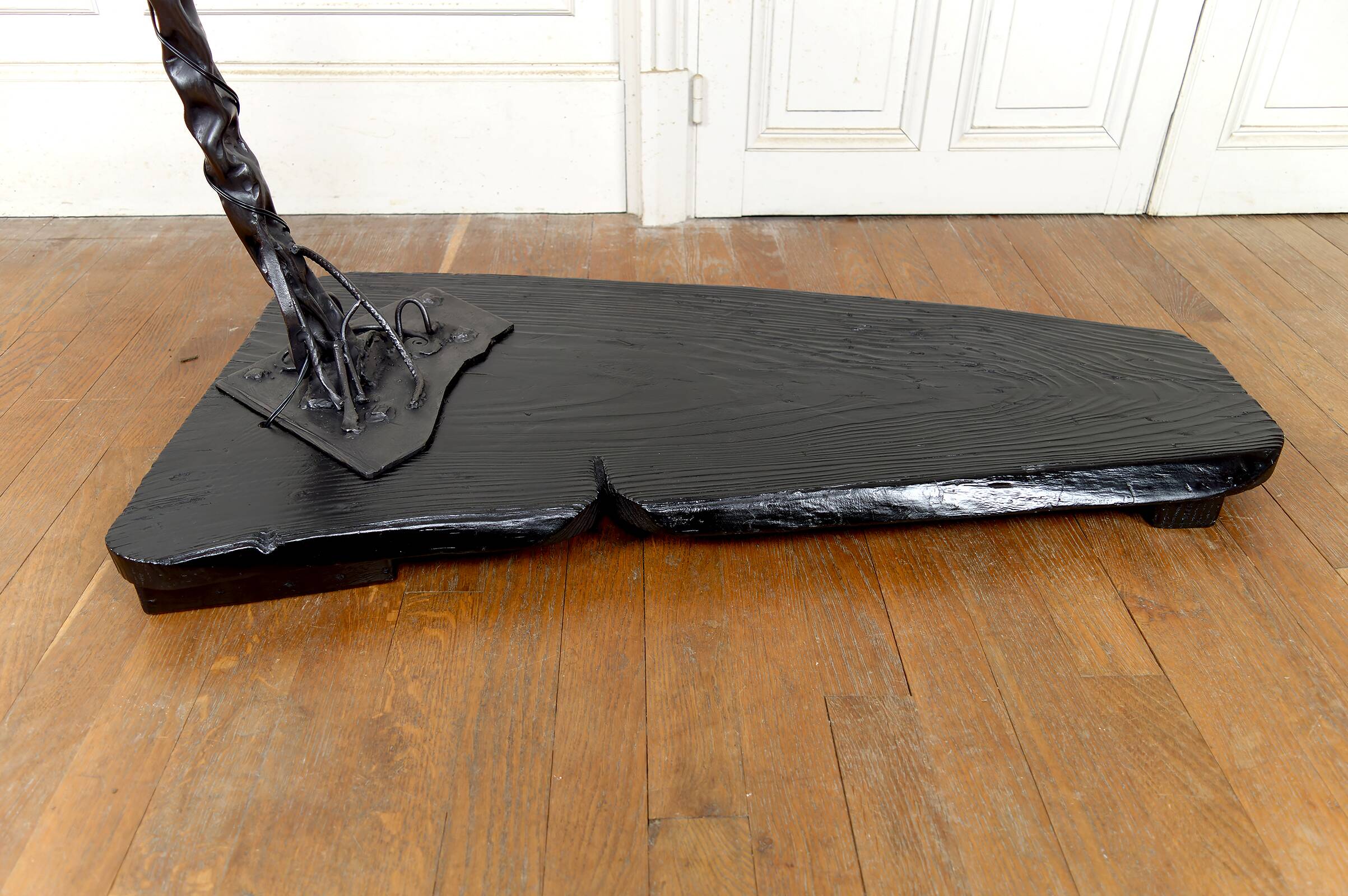 Brutalist sculptural wrought iron Dragon floor lamp, France