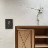 Storage unit in solid oak and veneer, circa 1960.