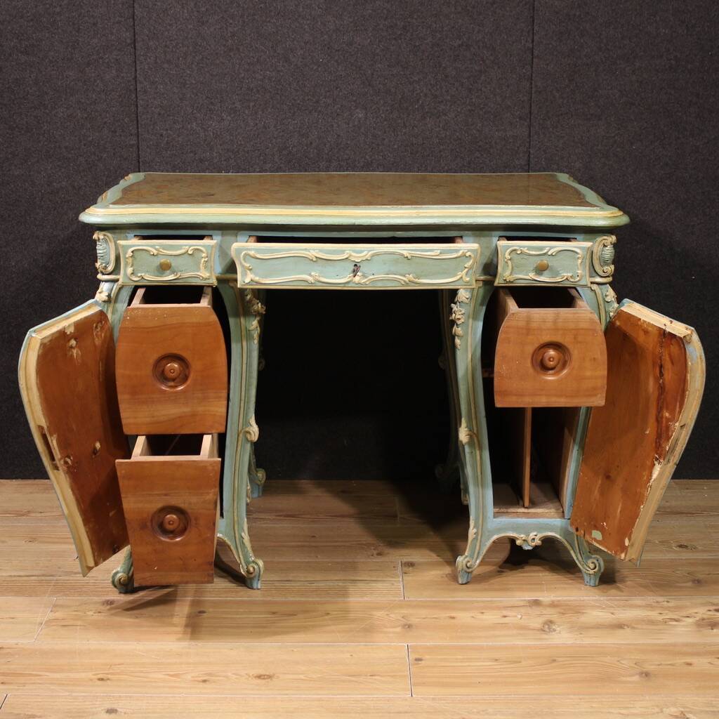 Venetian lacquered and painted writing desk from the 20th century