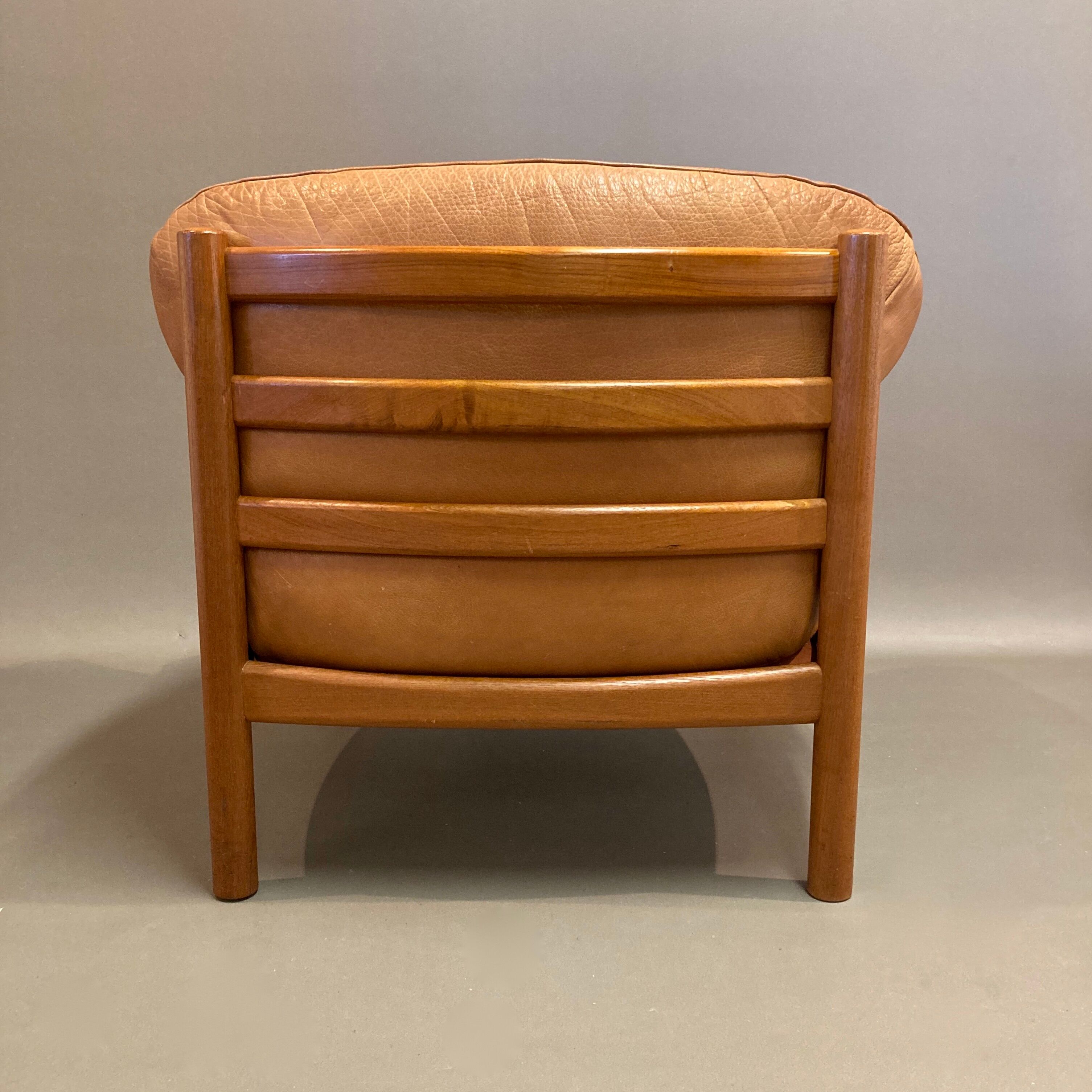 Scandinavian chair teak and leather design 1960