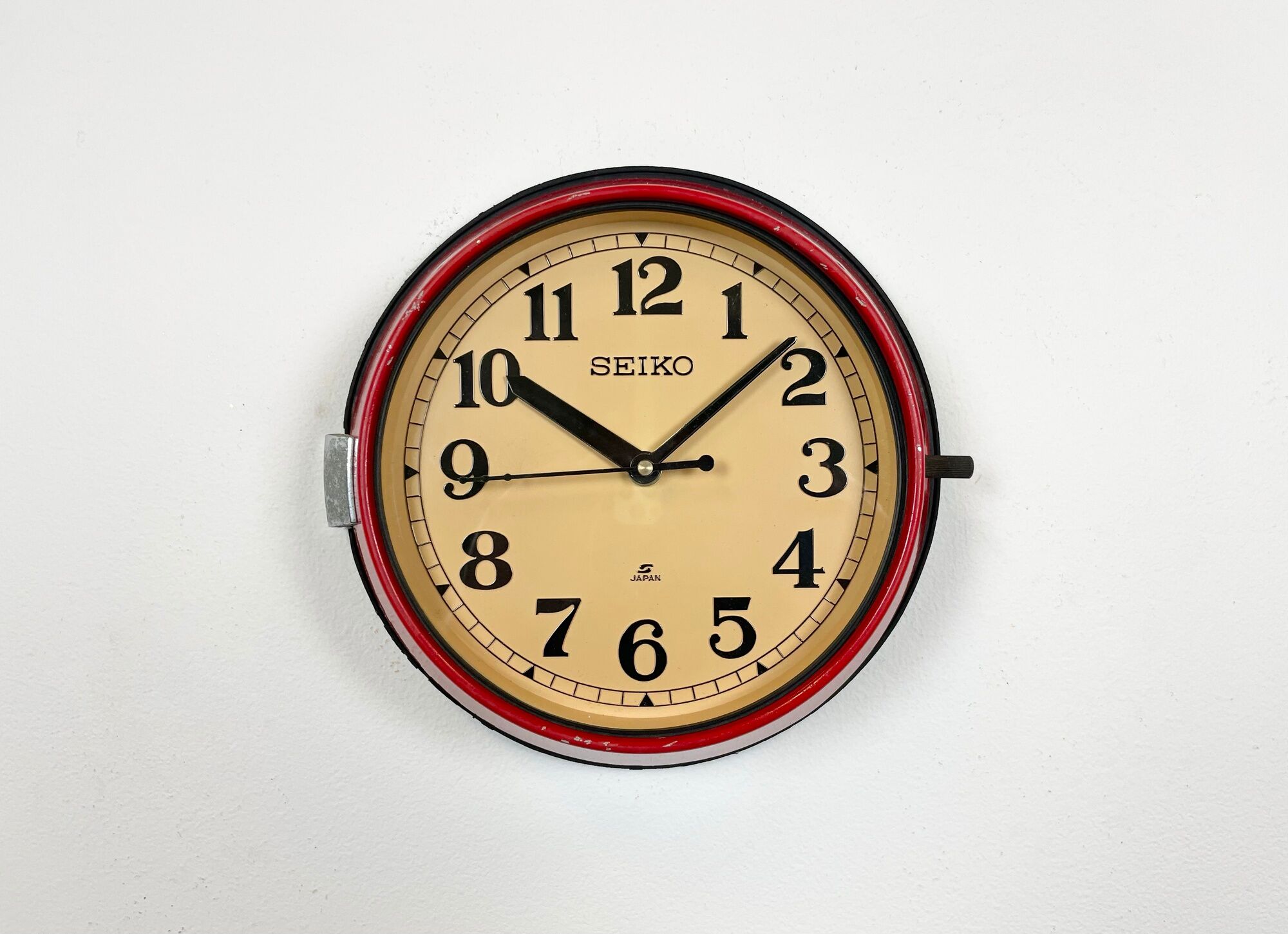 Vintage red seiko navy wall clock, 1970s