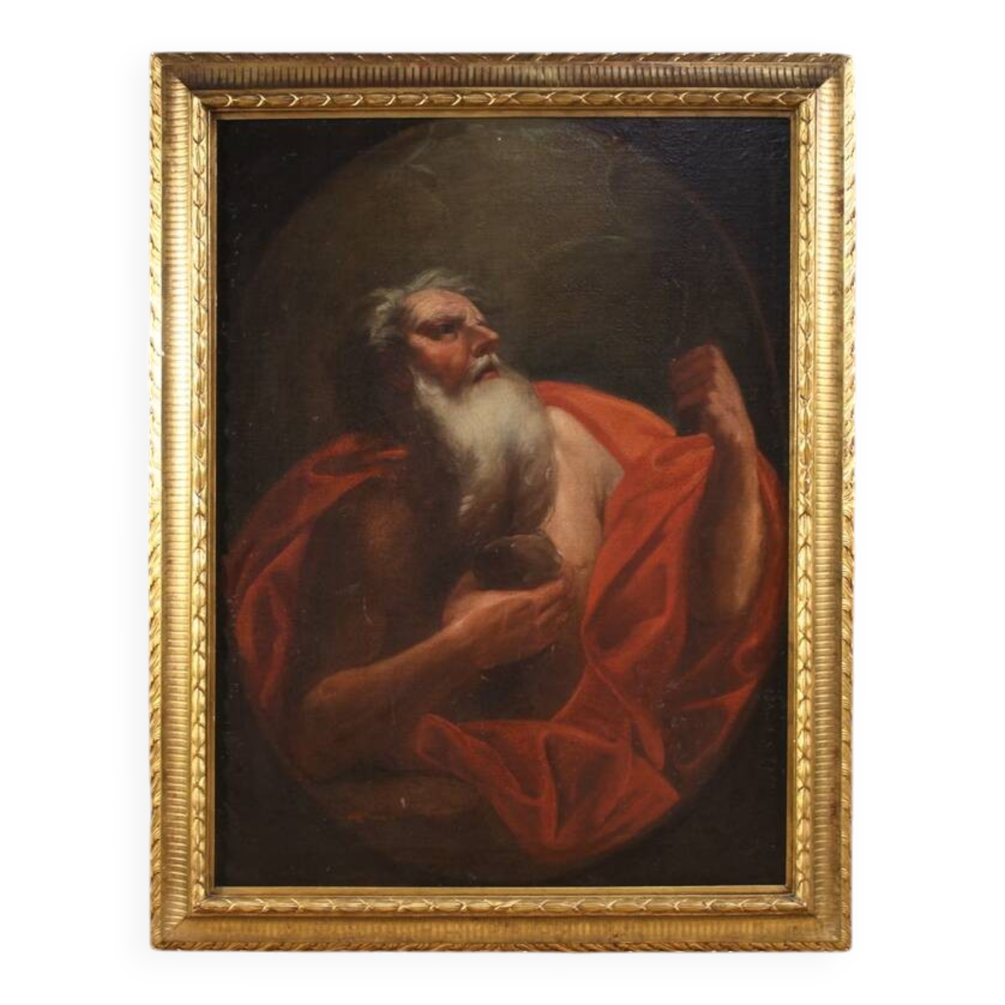 Antique Italian painting of Saint Jerome from the 17th century