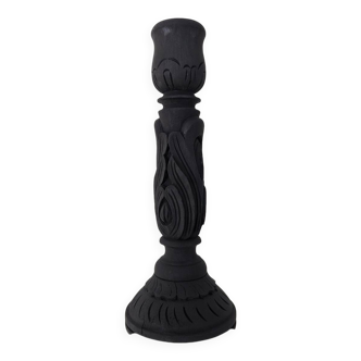 Bougeoir en bois noir et laiton