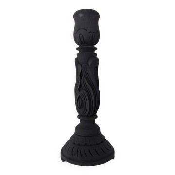 Black wood and brass candle holder