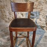 Antique French beech chair – Early 1900s – Solid curved backrest