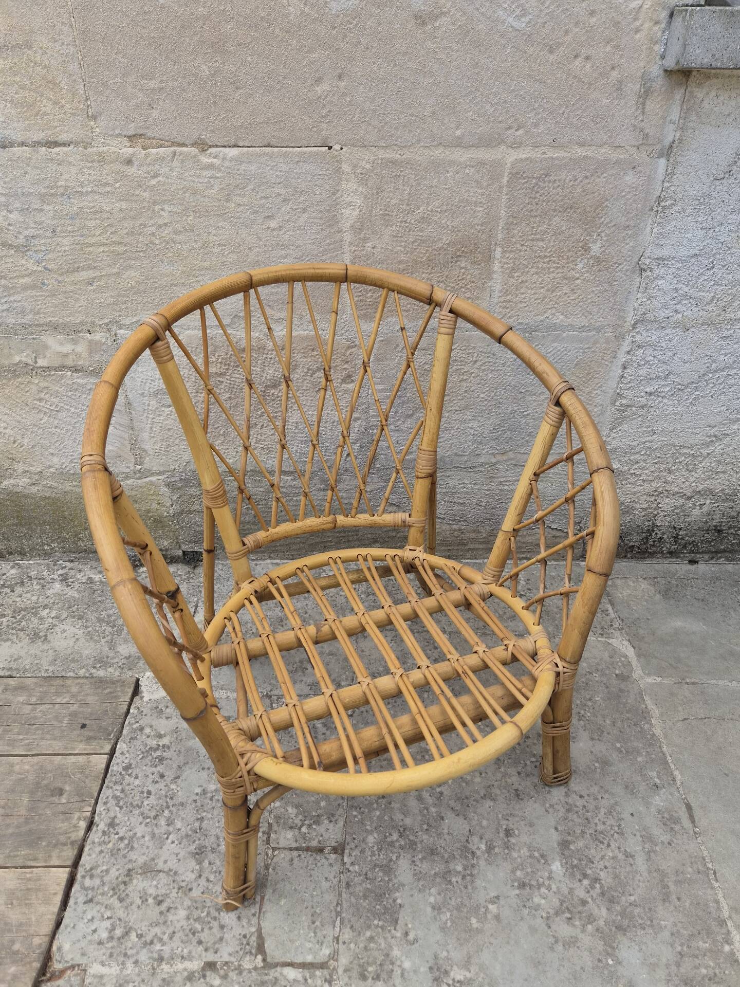 Salon de jardin Vintage en bambou et rotin - Années 60/70