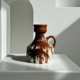 Small white and brown vase or pitcher West Germany H:15cm D:10.5cm