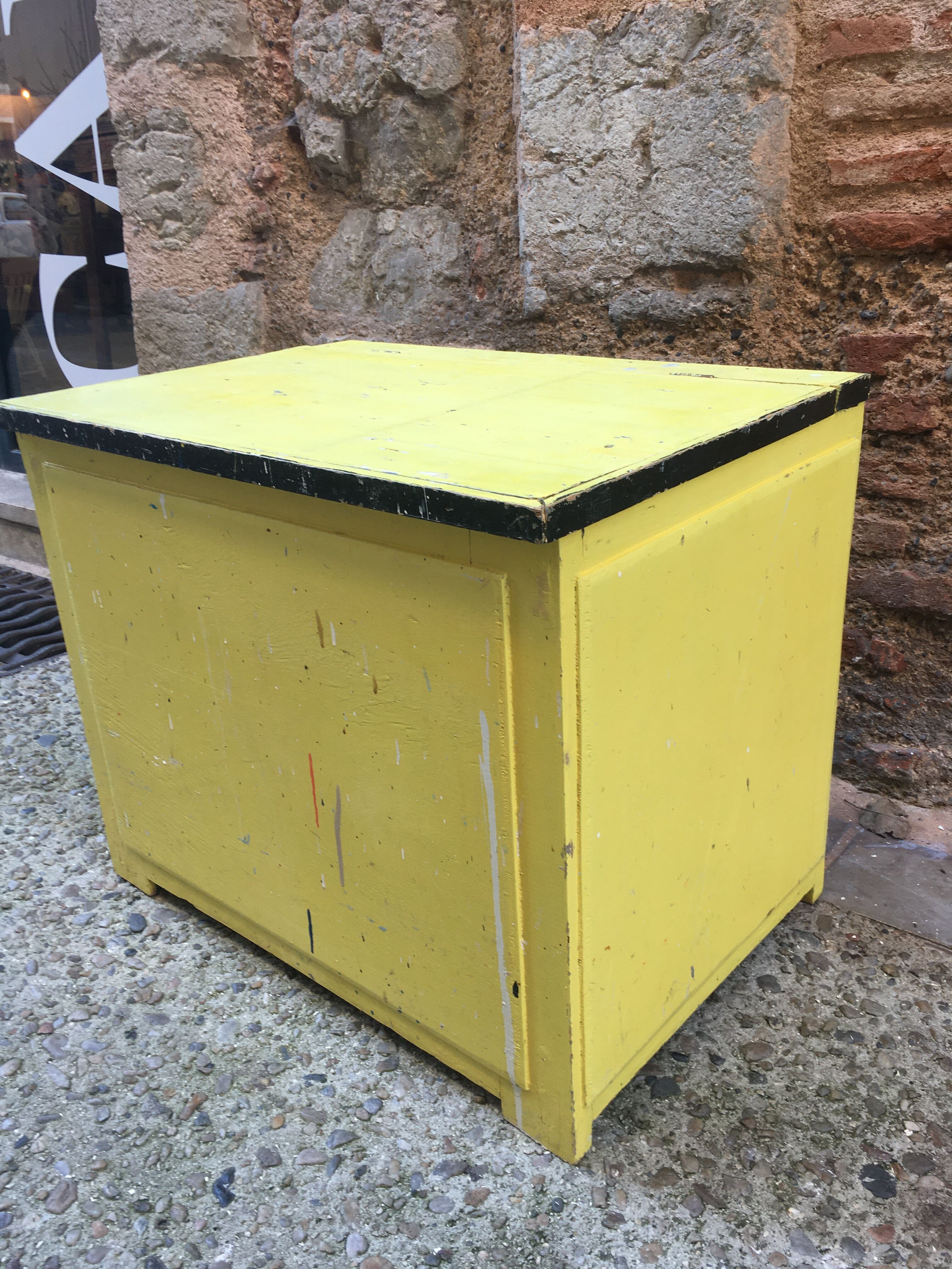 Yellow wooden chest
