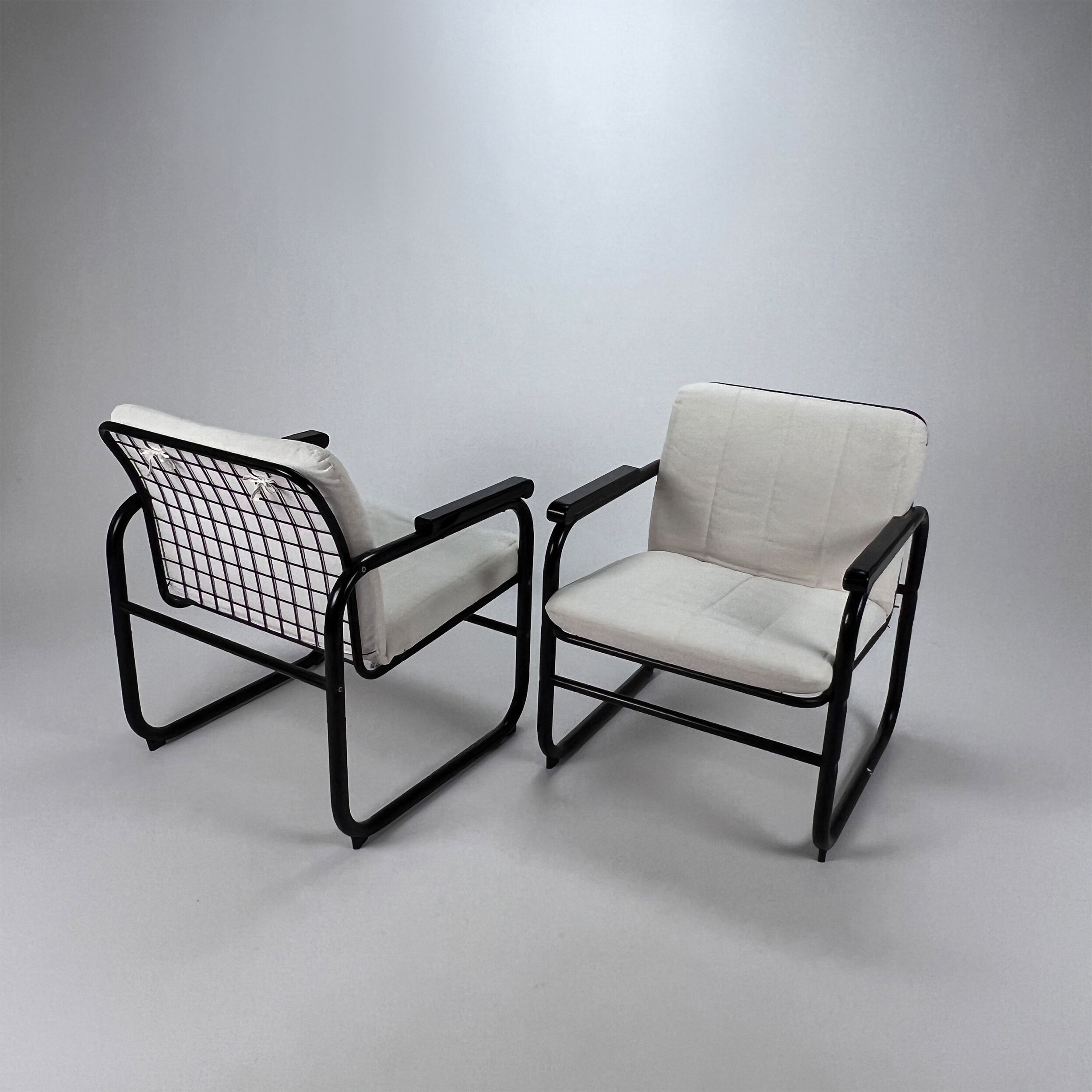Set of two postmodern black and white armchairs, 1980s