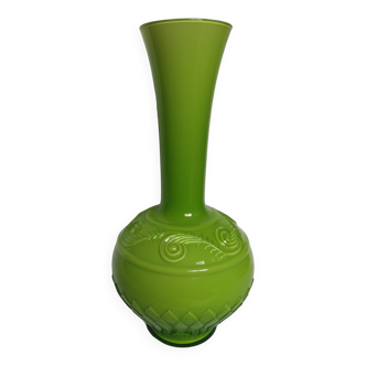 Apple green opaline glass vase