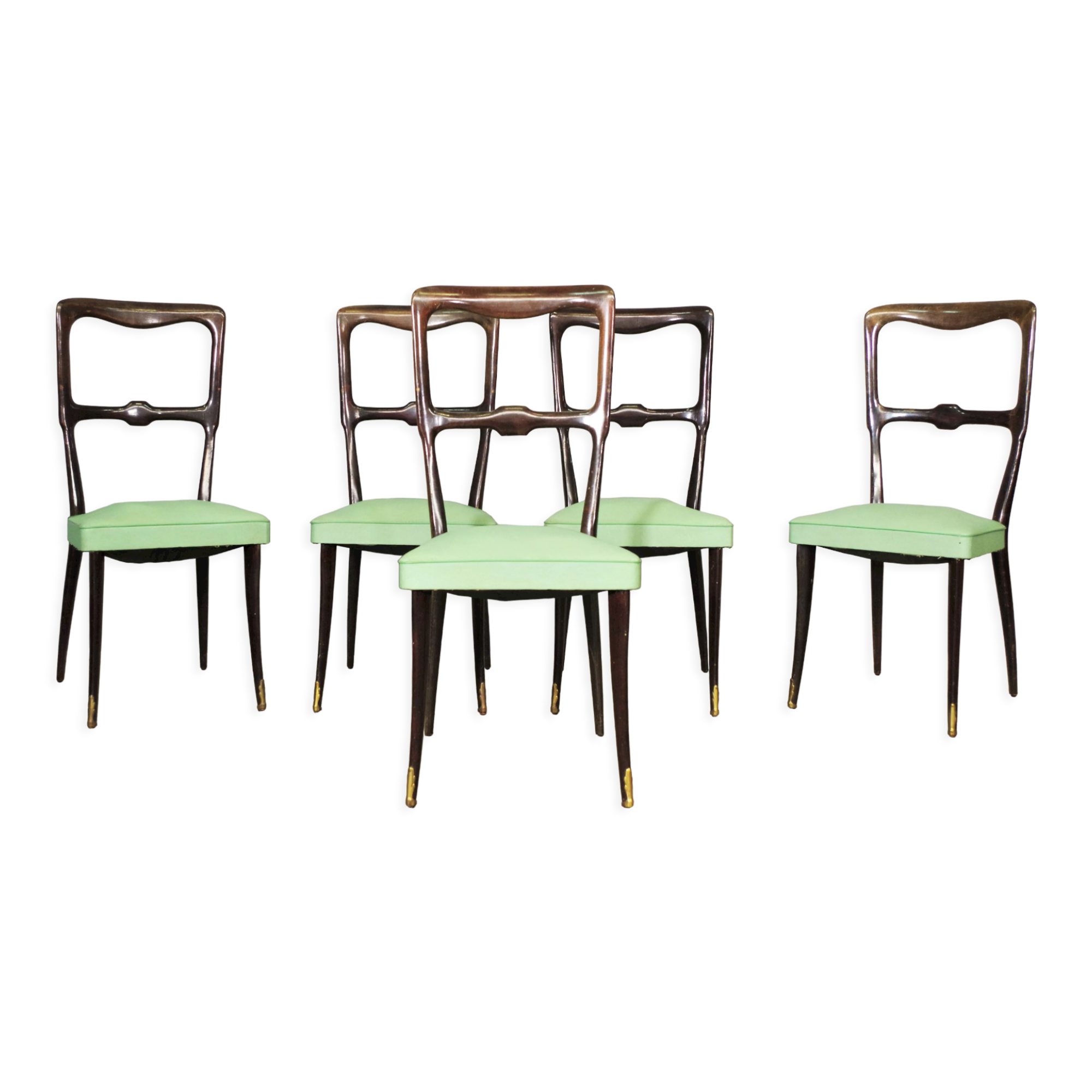 Set of 4 beech wood chairs from the 1950s