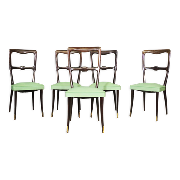 Set of 4 beech wood chairs from the 1950s