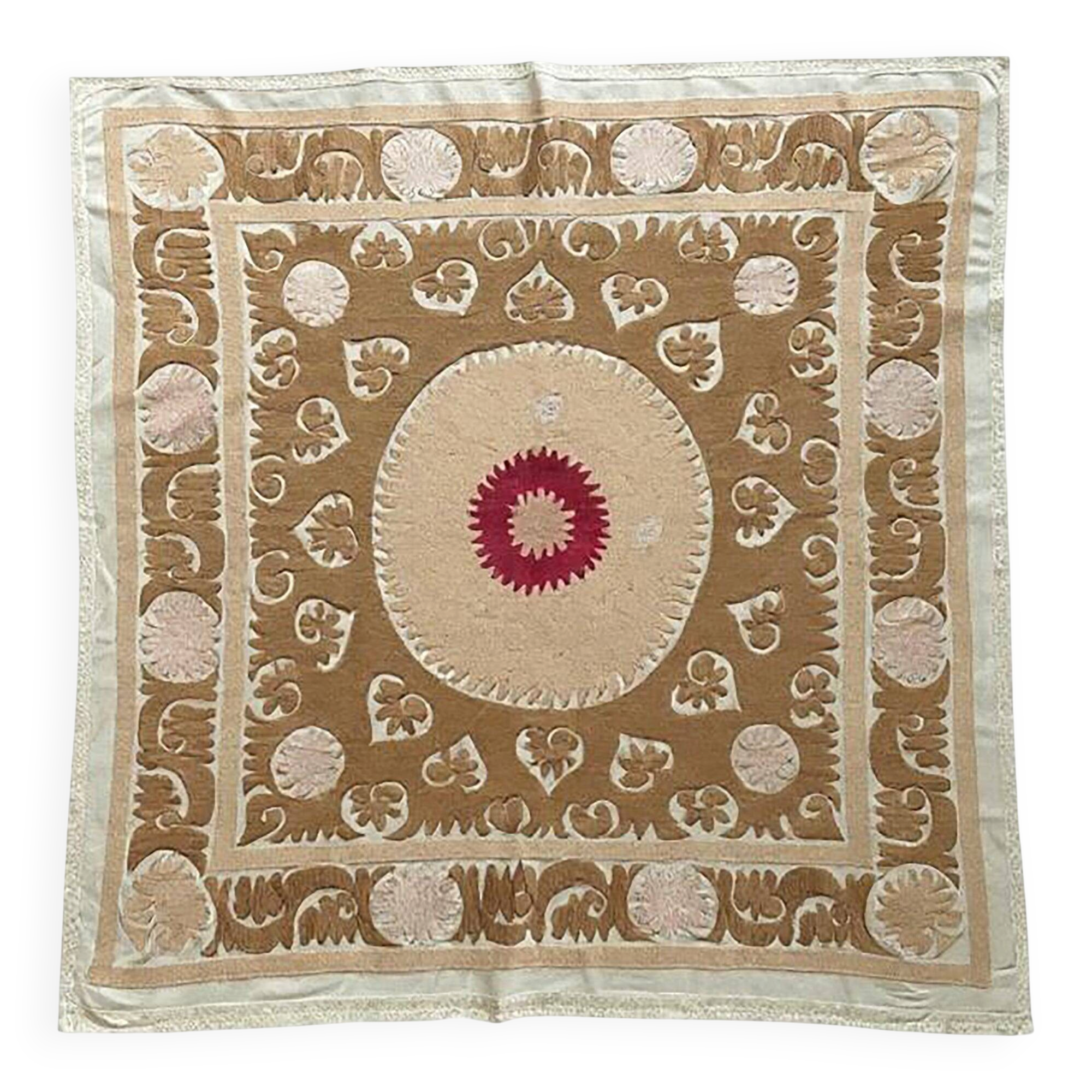 Vintage hand-embroidered tablecloth 145x154 cm