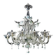 Luxury Romantic Venetian Floral Murano Glass Chandelier in White & Clear