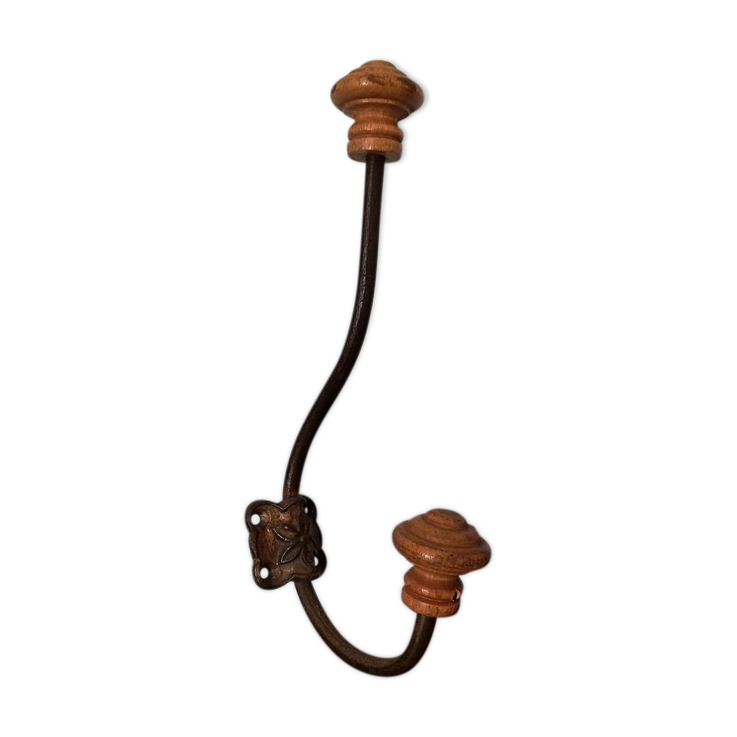 Patère bois et métal Art Déco
