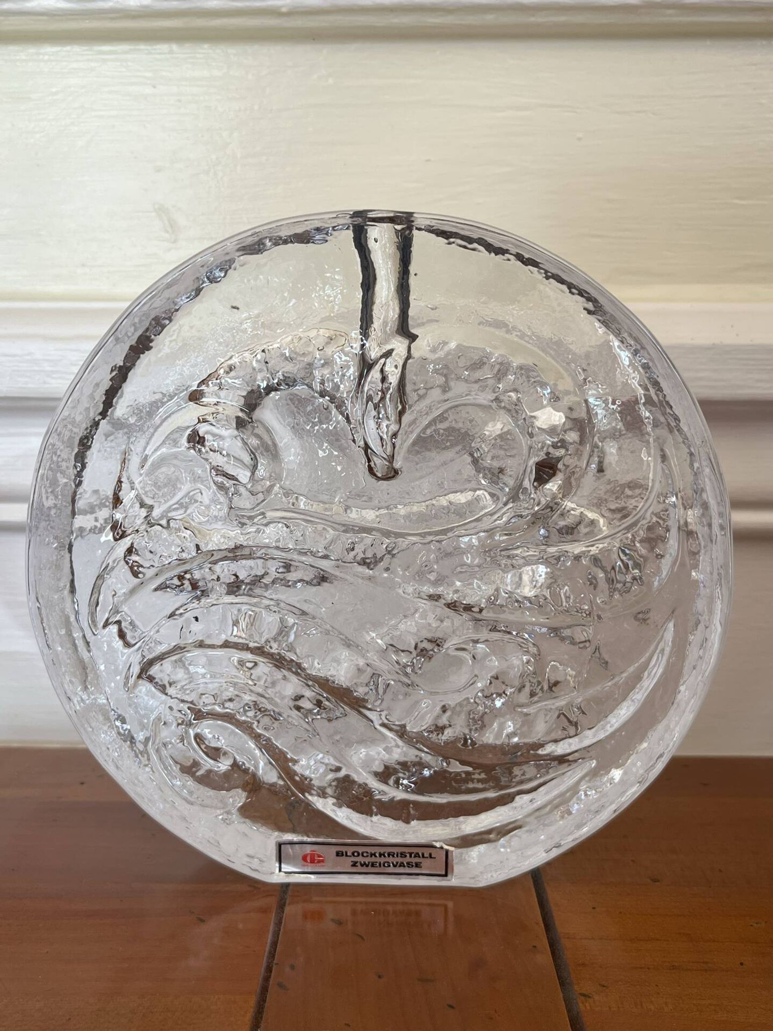 Soliflore bloc de verre allemand vintage