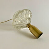 Pied de lampe en verre et laiton, années 1960
