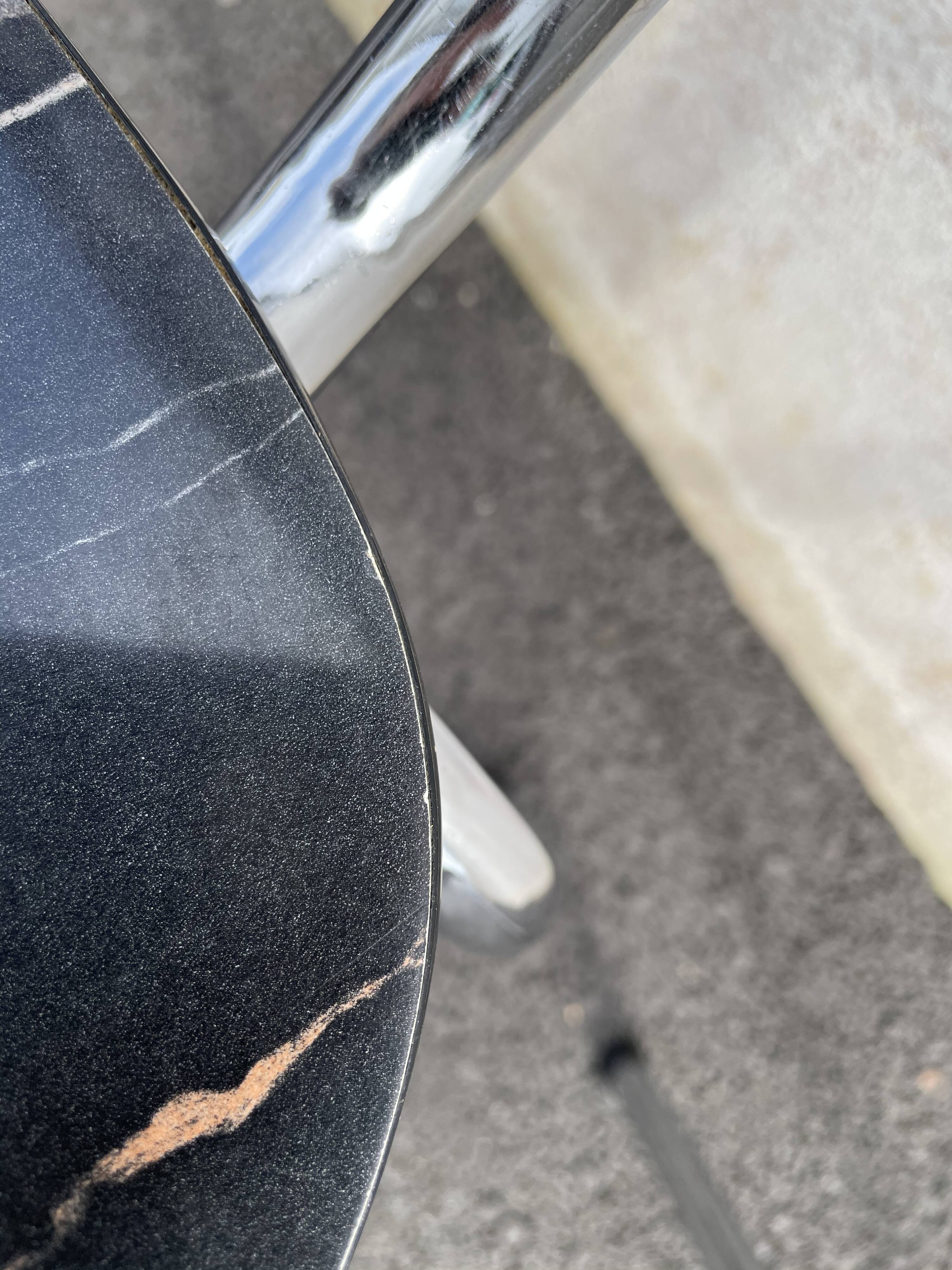Black marbled formica chairs