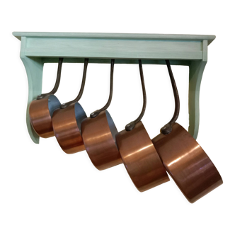 Series of 5 tinned copper pans