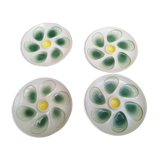 Set of 4 plates with oysters yellow and green salins décor