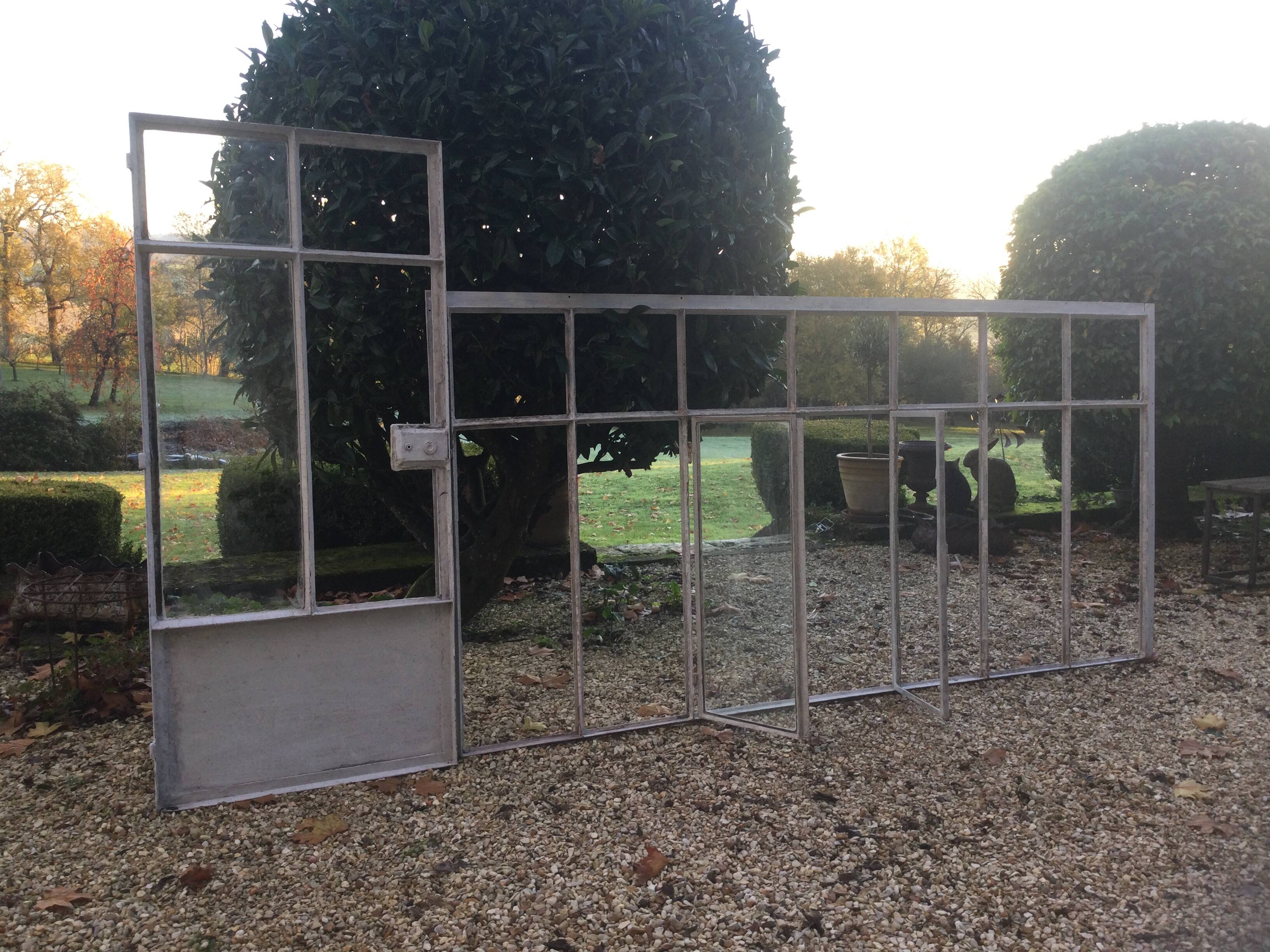 Old glass roof with door and window