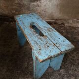Brocante wooden bench stool etagere light blue