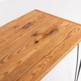 Paire de tables en pin massif et acier noir, Suède 1960