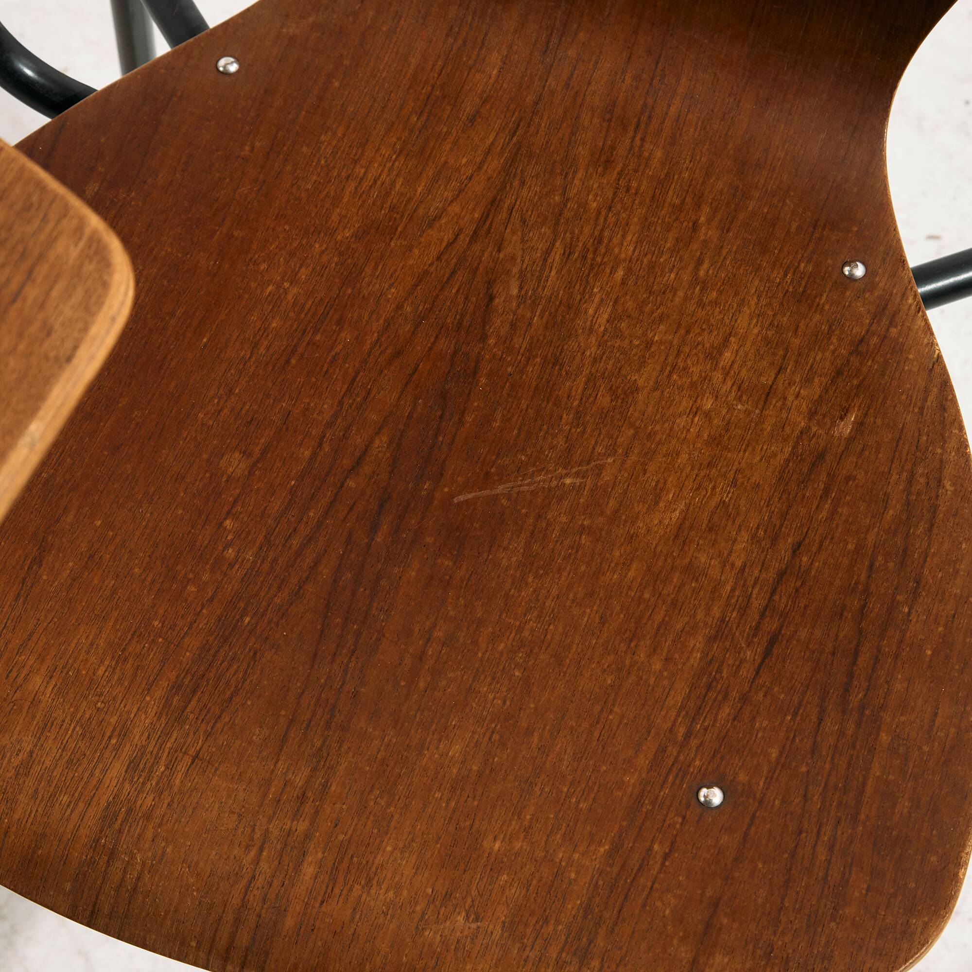 Teak chair with writing tablet