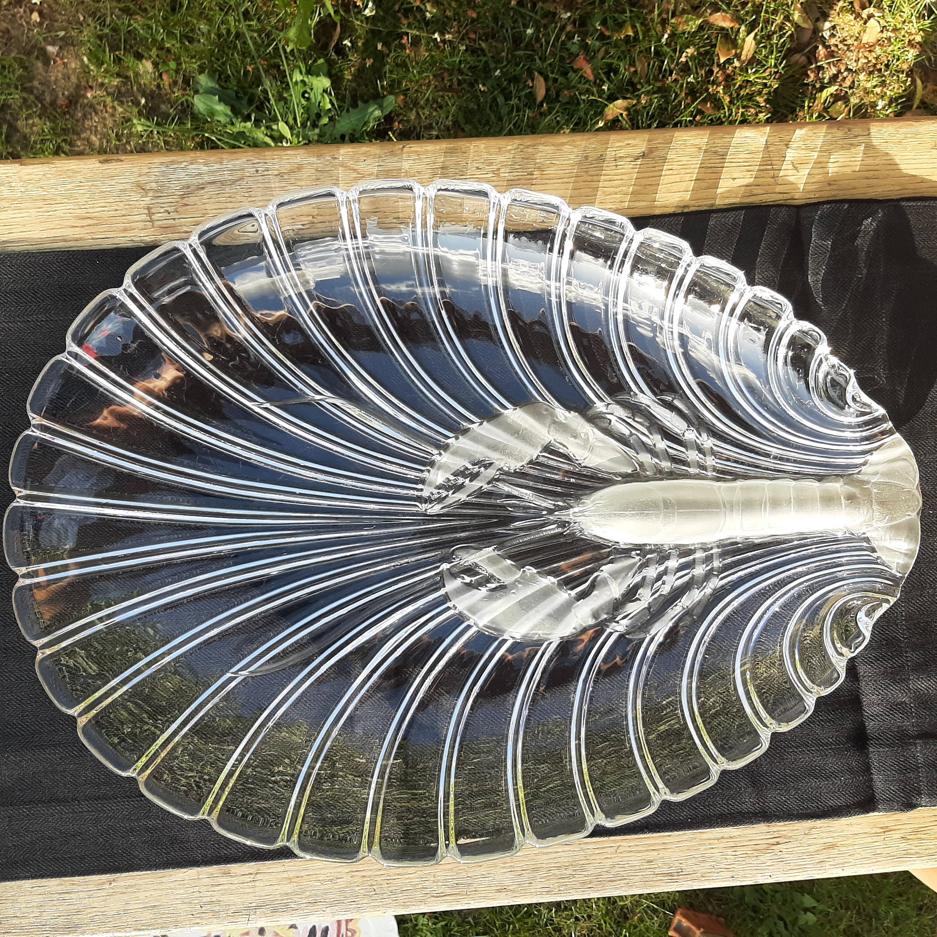 Vintage crystal dish with lobster decor