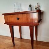 Small vintage bedside cabinet with compass legs