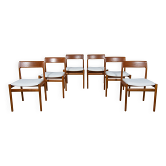 Chaises de salle à manger en teck du milieu du siècle par Johannes Nørgaard pour Nørgaards Møbelfabrik, années 1960, Set de 6