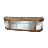 Upcycled Art Deco Oak Wall Display Cabinet with Slatted Glass Corners - 195