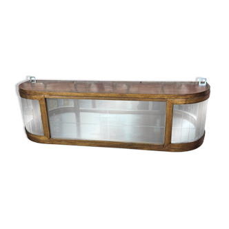 Upcycled Art Deco Oak Wall Display Cabinet with Slatted Glass Corners - 195