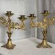 Set of 3 gilt metal candlesticks from the early 20th century.