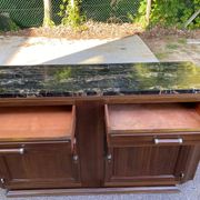 Vintage Parisian art deco sideboard in solid wood and black marble 180cm