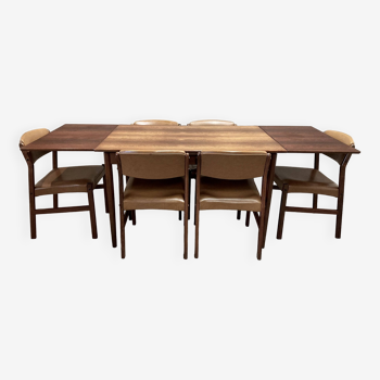 Table extensible et 6 chaises en palissandre scandinave, 1950