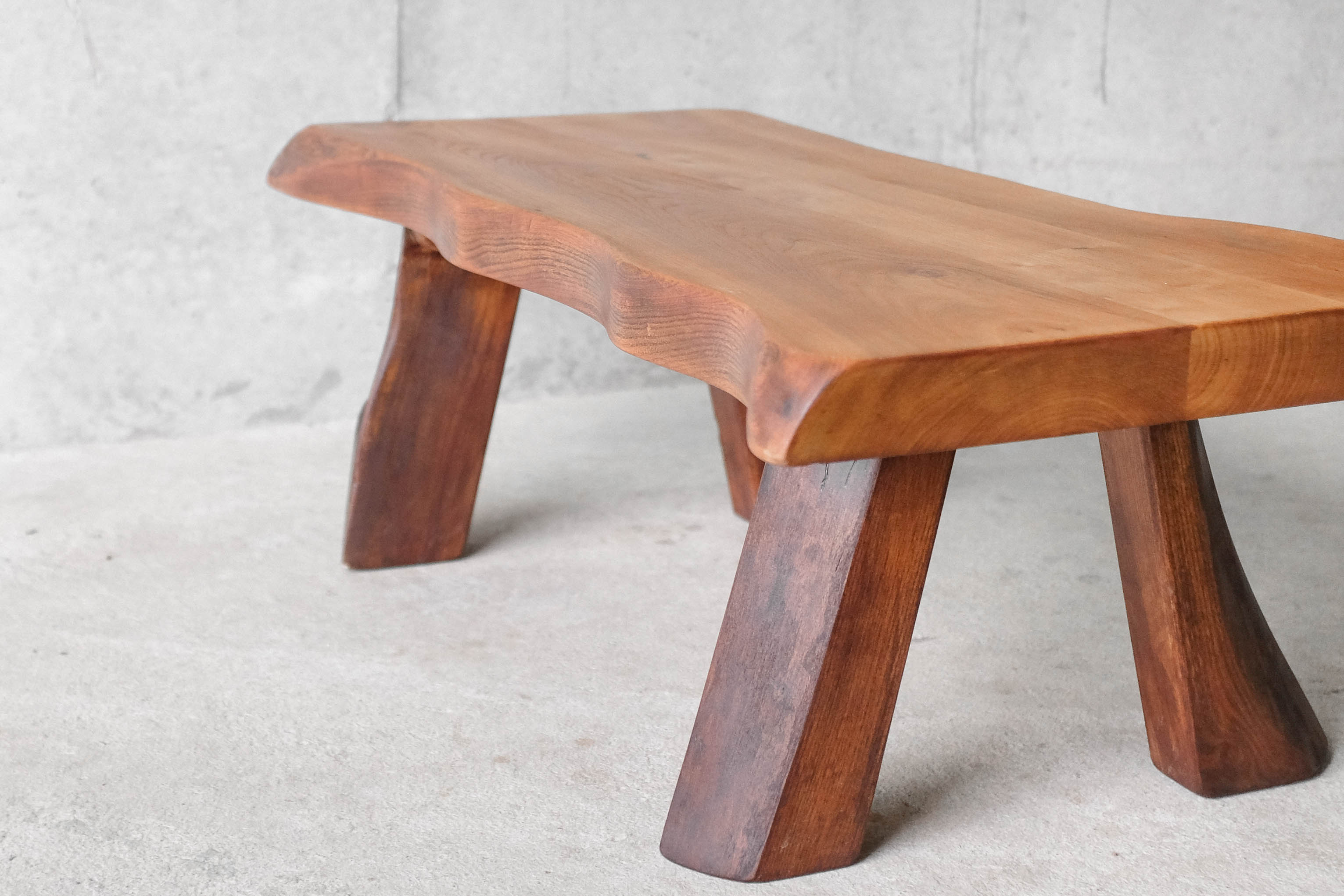 Free form coffee table in solid Elm-1970