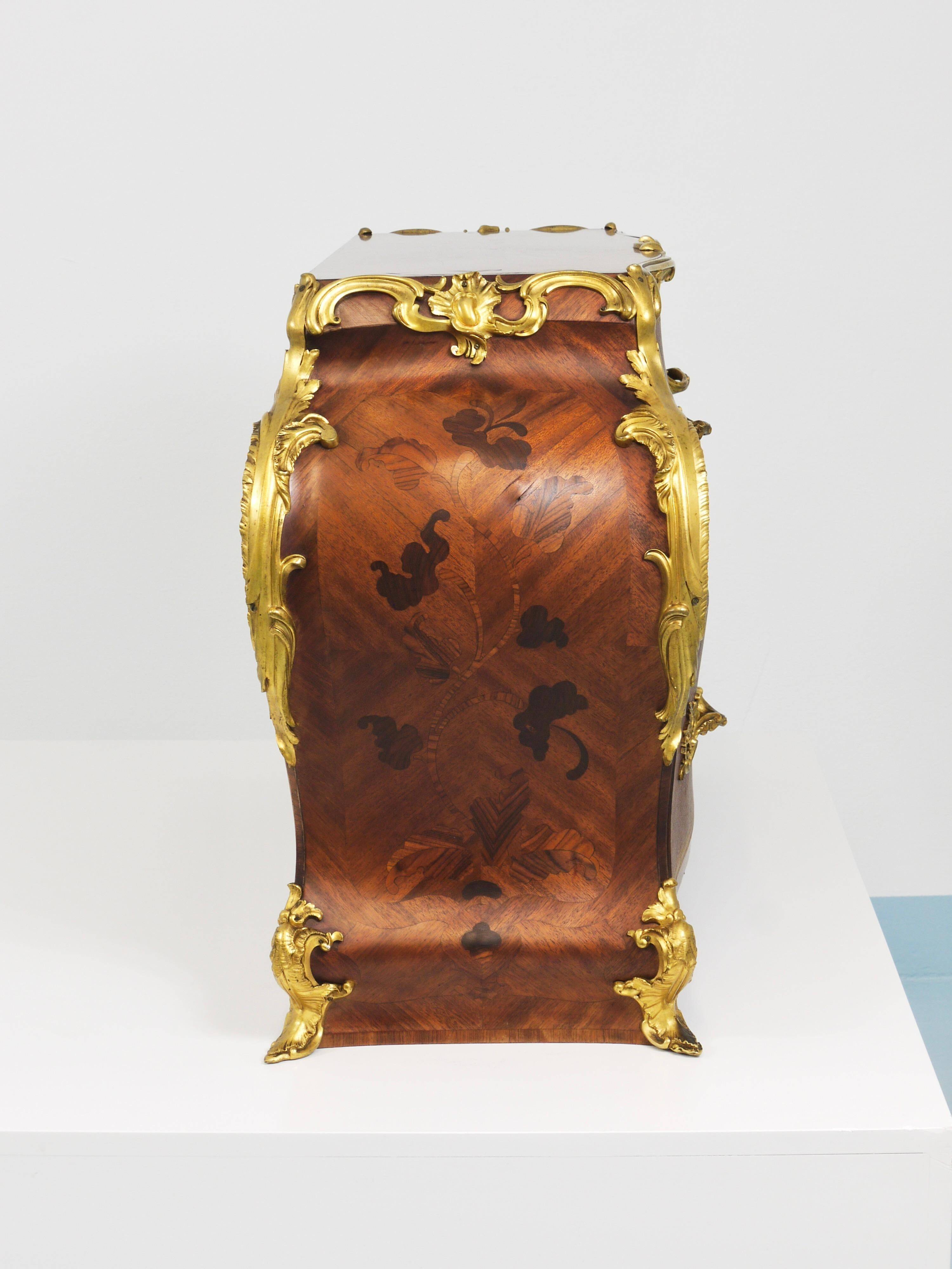 G. Durand Louis XV Bombe Commode, Marquetry, Gilt Bronze, 1880, Paris, France
