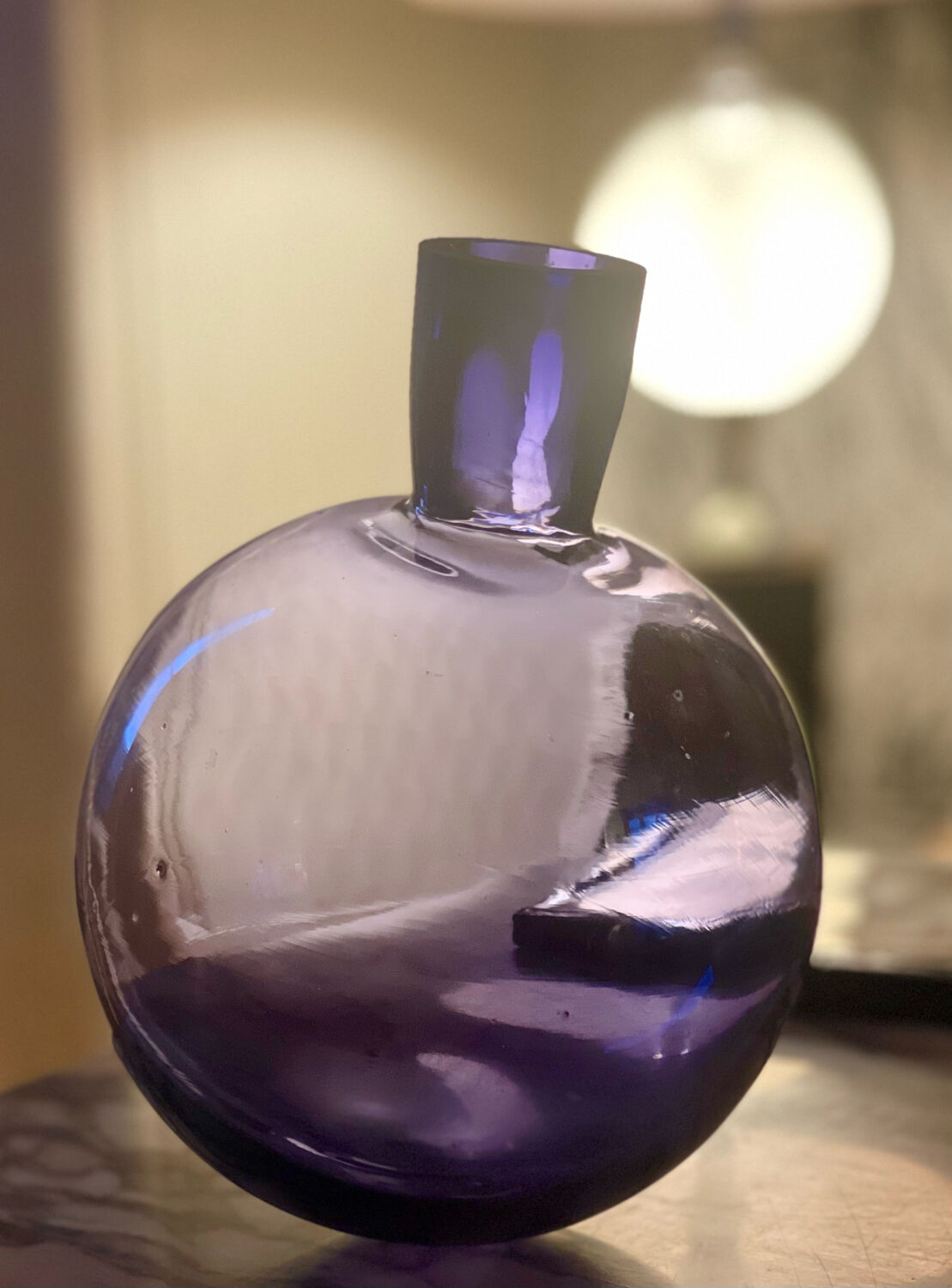 Purple vase inclined